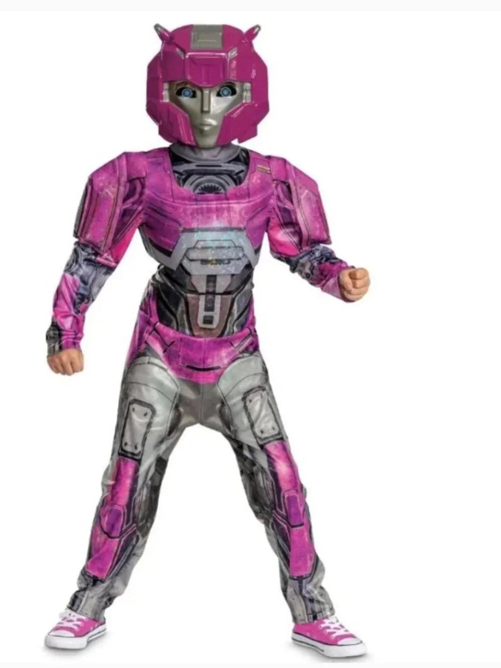 Transformers Elita Halloween Costume 4/6 Pink Muscle Jumpsuit, Mask 2 Pc Girls